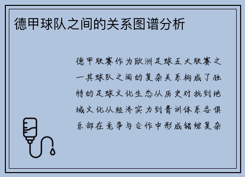 德甲球队之间的关系图谱分析